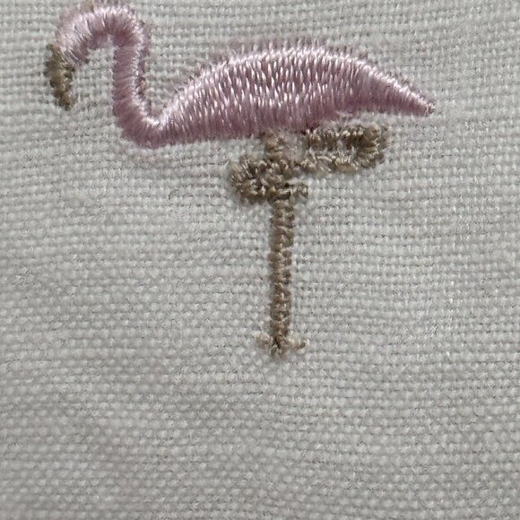 Edward Irish Linen Sz 2X White Blouse Shirt 3/4 Sleeve Embroidered Flamingo - Picture 11 of 11